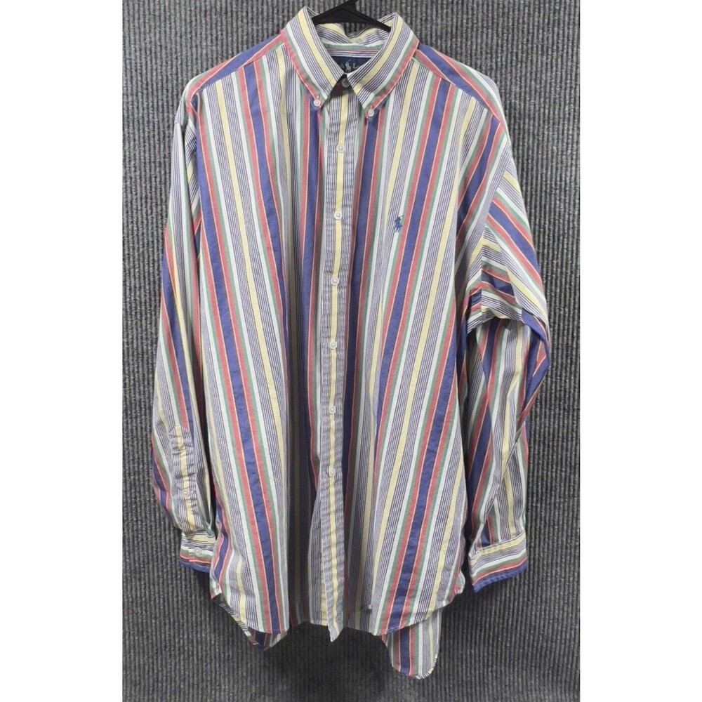 Ralph Lauren Blake Shirt Mens Large Cotton Multicolor Striped Button Down Dressy